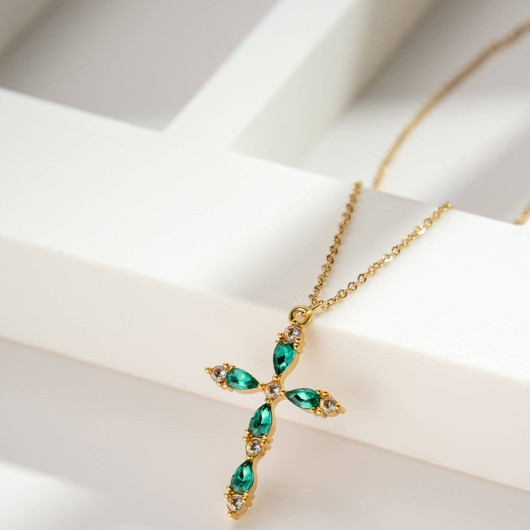 Collier - Croix Vert