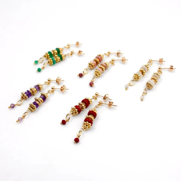 Boucles d'oreilles tige heishi Jane - Couleurs au choix