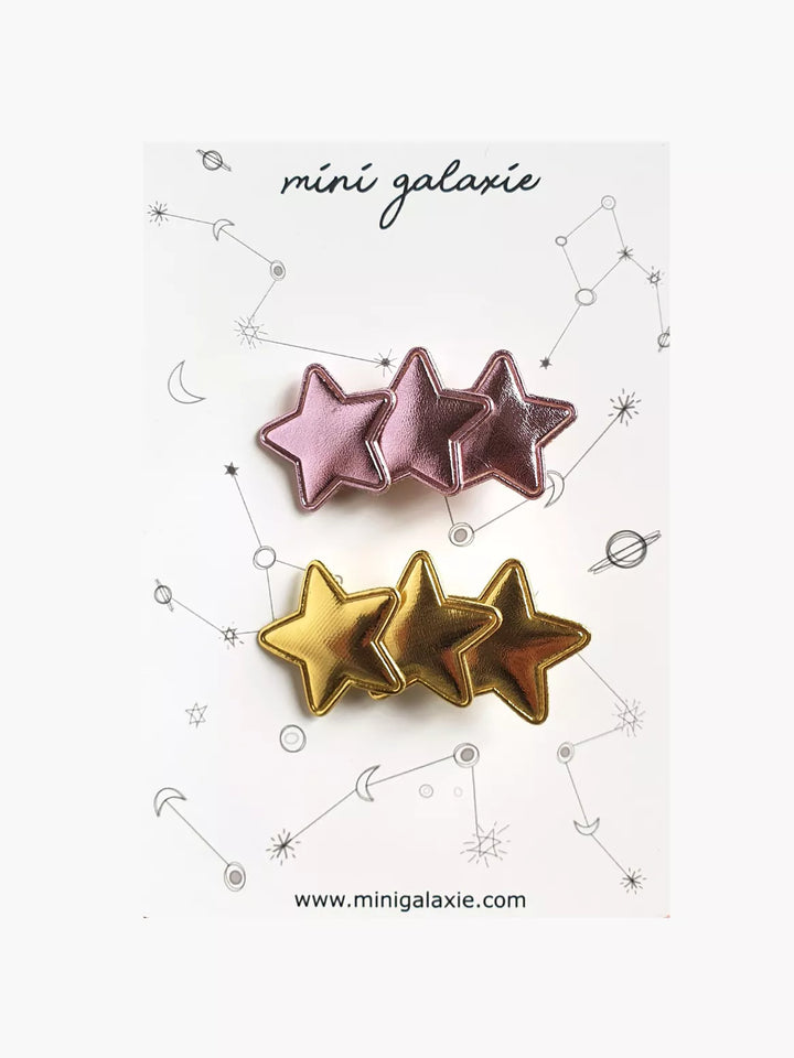 Barrettes super star étoiles Lot de 2 - or et rose glacé