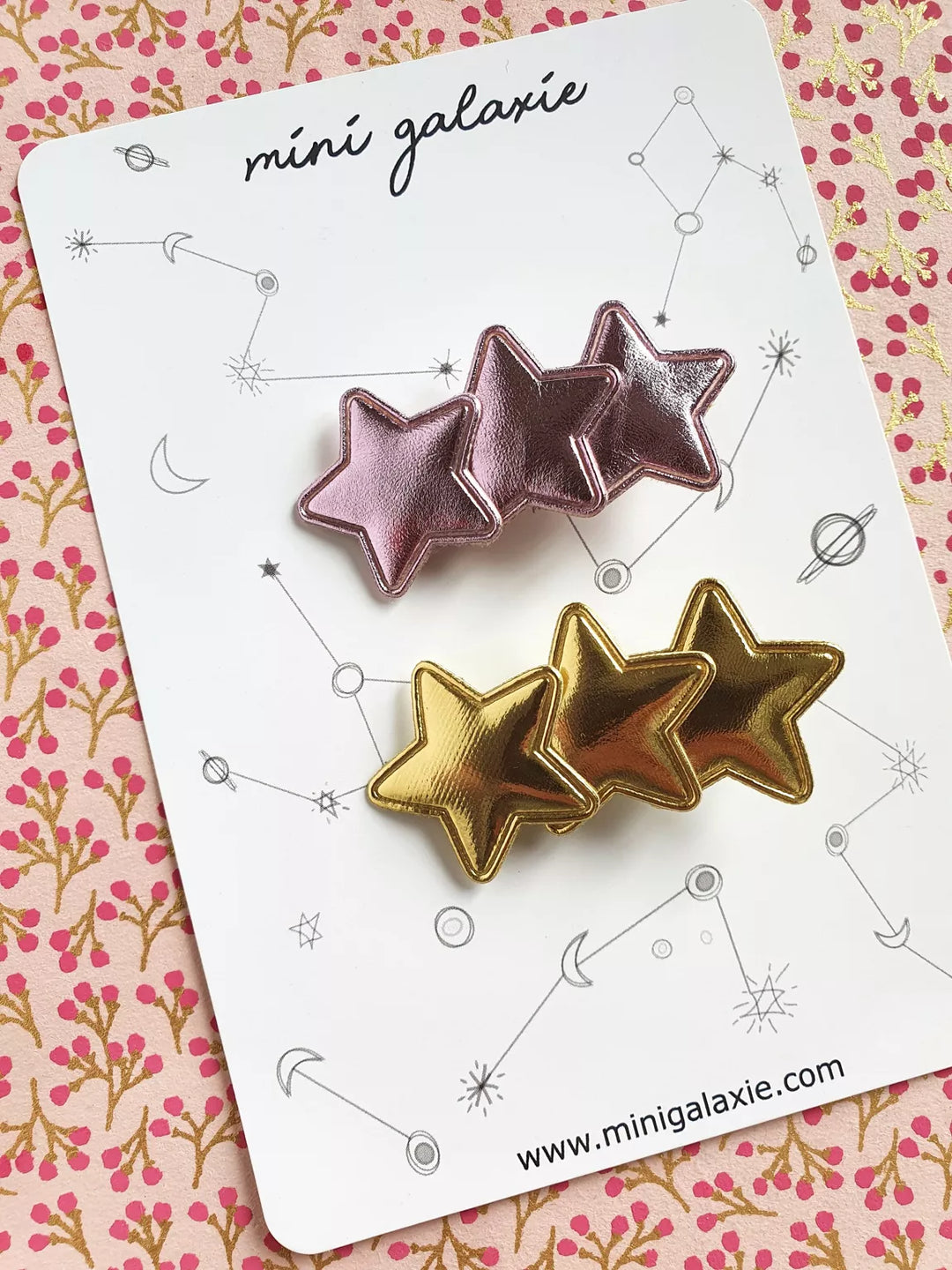 Barrettes super star étoiles Lot de 2 - or et rose glacé