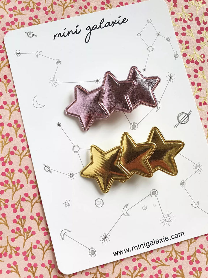 Barrettes super star étoiles Lot de 2 - or et rose glacé