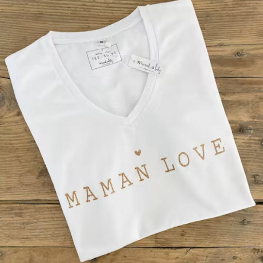 Tee-shirt blanc "Maman love" - Taille S