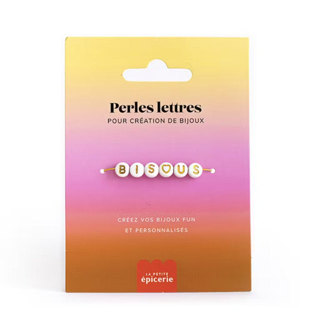 Perles lettres "Bisous" pour bracelet à personnaliser