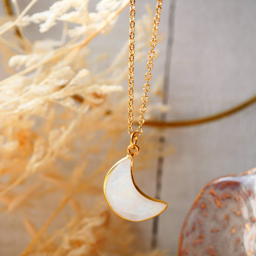 Collier - Lune Tandava Pierre de Lune Arc-en-ciel