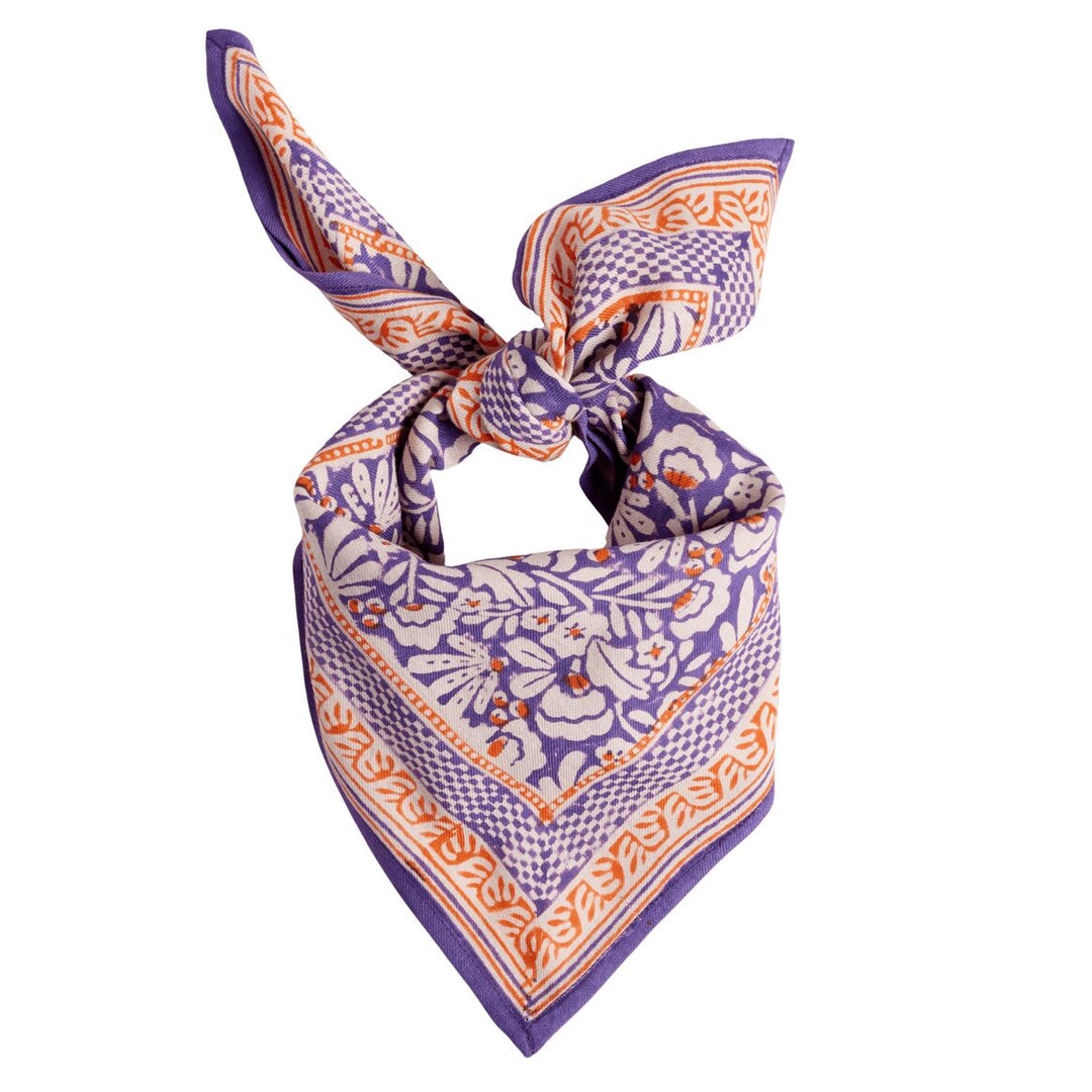 Foulard imprimé "Fleurs Indiennes" Iris violine