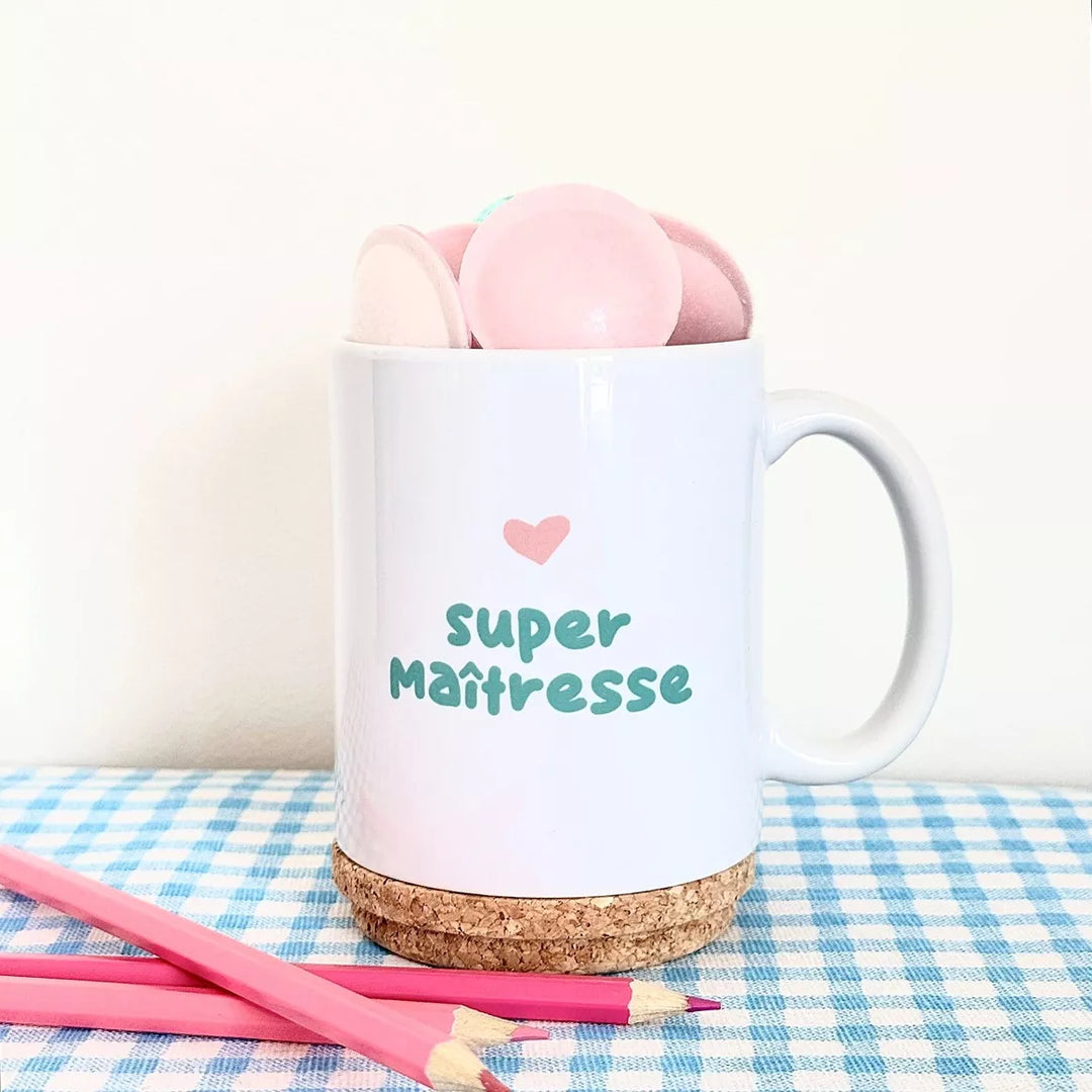 Mug Pop avec son couvercle en liège "Maîtresse"