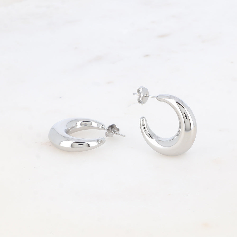 Boucles d'oreilles - Créoles Little Moon Argenté (25mm)