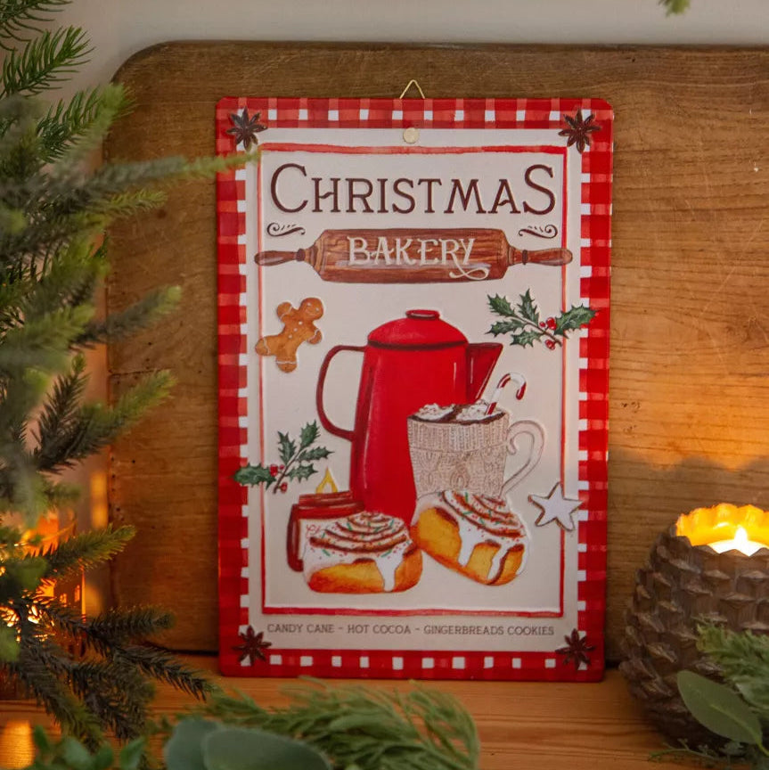 Plaque déco métal - Christmas Bakery