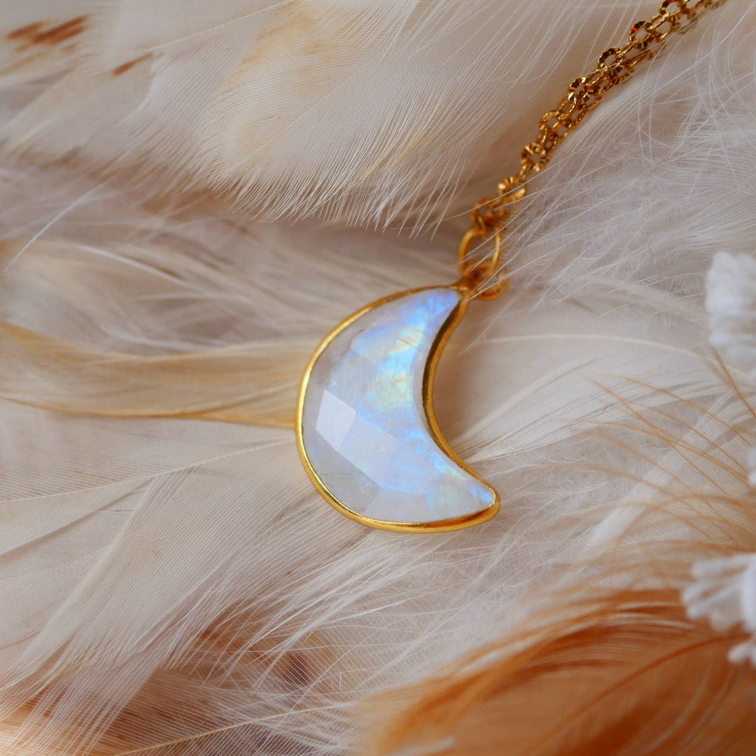 Collier - Lune Tandava Pierre de Lune Arc-en-ciel