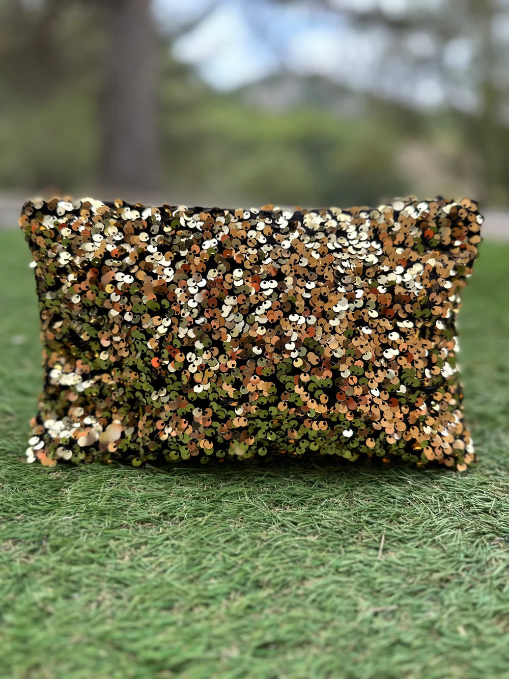 Pochette Celia Sequins Or /Velours - Petite