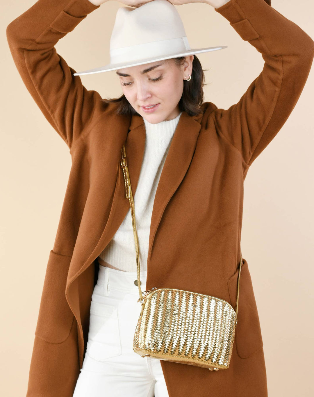 SAC DEMI-LUNE CUIR GOLD MIA