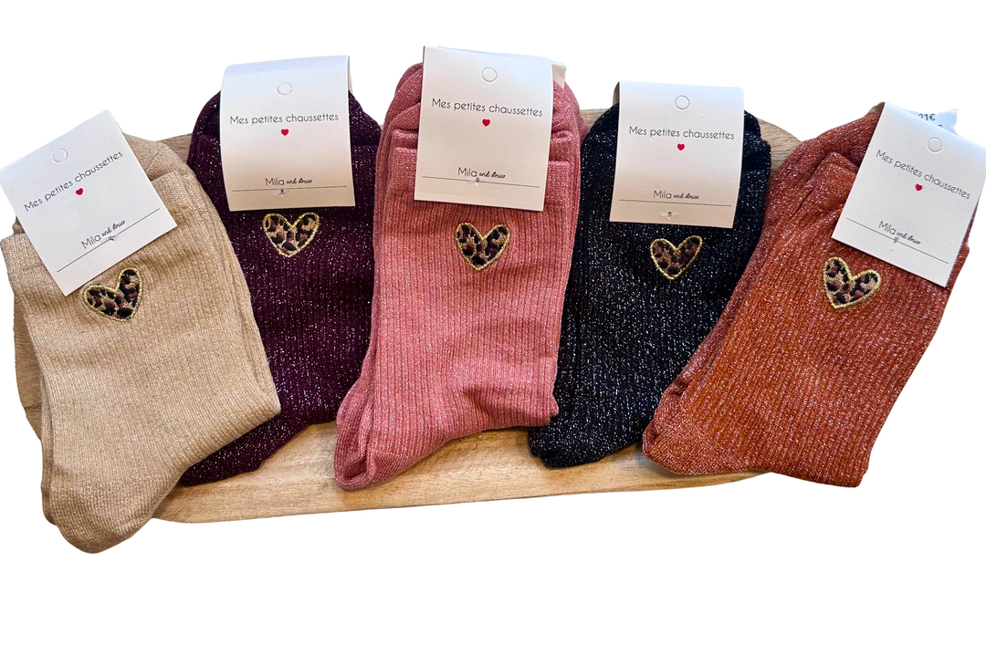 Chaussettes Coeur léopard