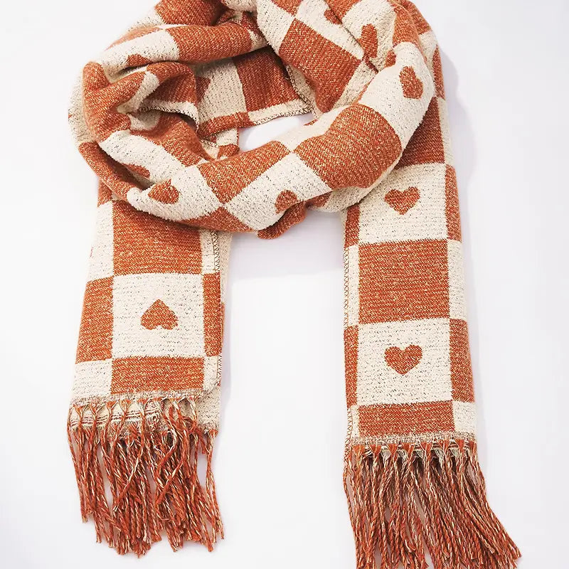 Écharpe - Damier et cœur