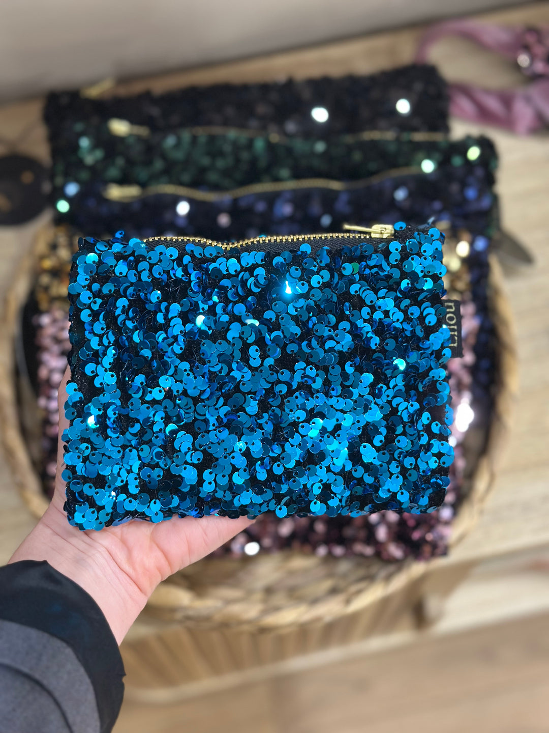 Mini pochette celia sequin Bleu