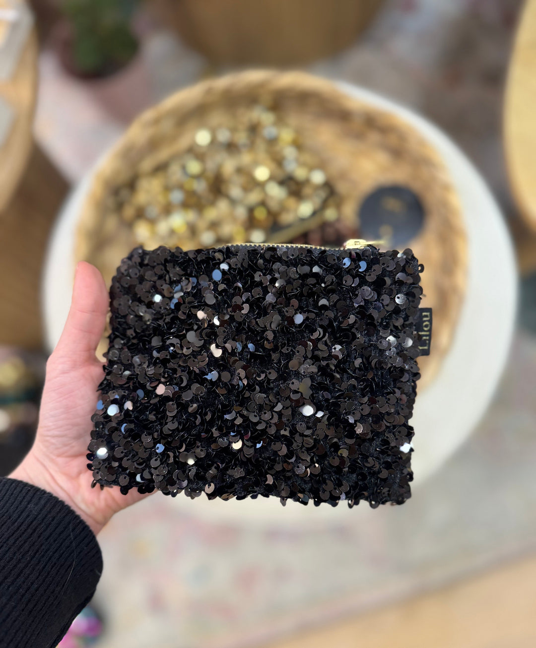 Mini pochette celia sequin noir