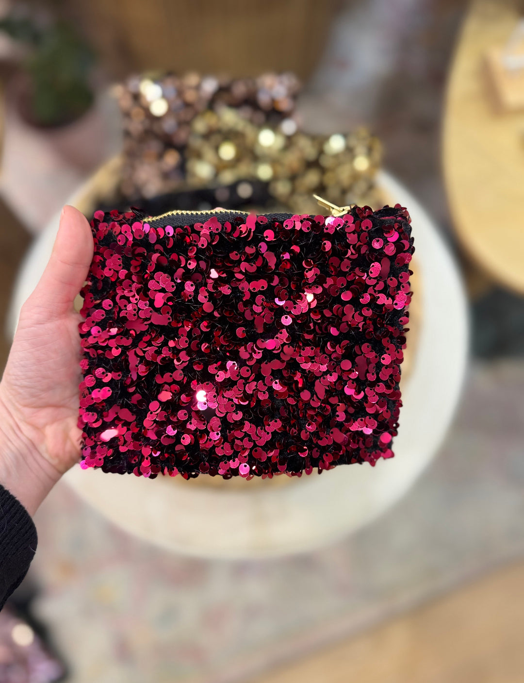 Mini pochette celia sequin rose fushia