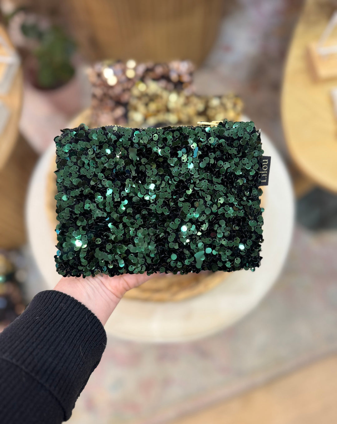 Mini pochette celia sequin vert