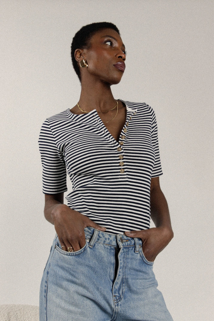 T-shirt rayé en coton - Romane