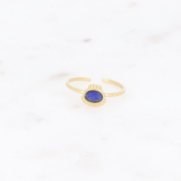 Bague Lunates - doré lapis lazuli