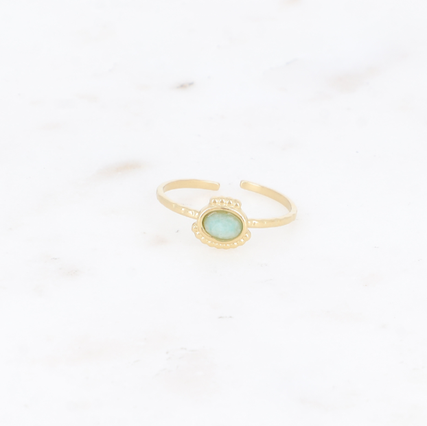 Bague Lunates - doré amazonite