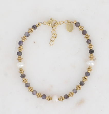 Bracelet Suzie - doré agate bleue