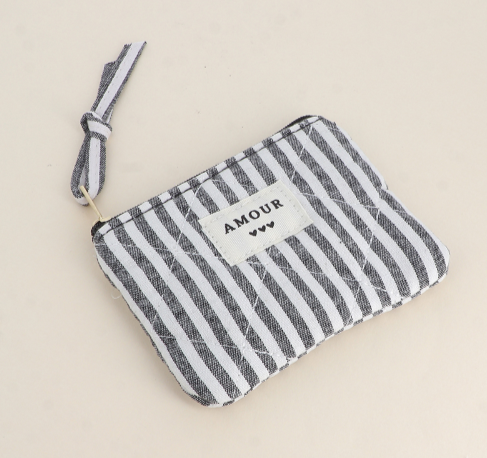 Porte monnaie "Amour" - Rayures Noir