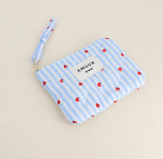 Porte monnaie "Amour" - Bleu coeur