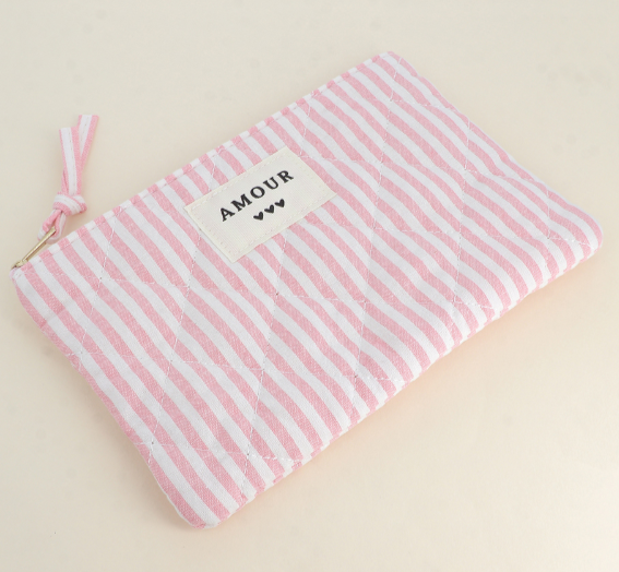 Trousse - Rayures rose
