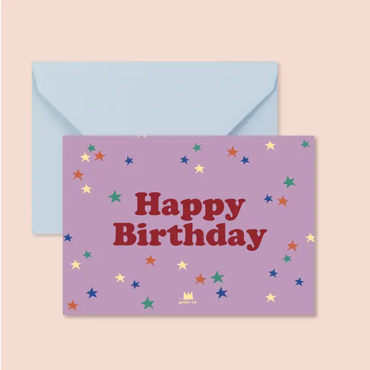 Carte + enveloppe - Happy Birthday étoiles