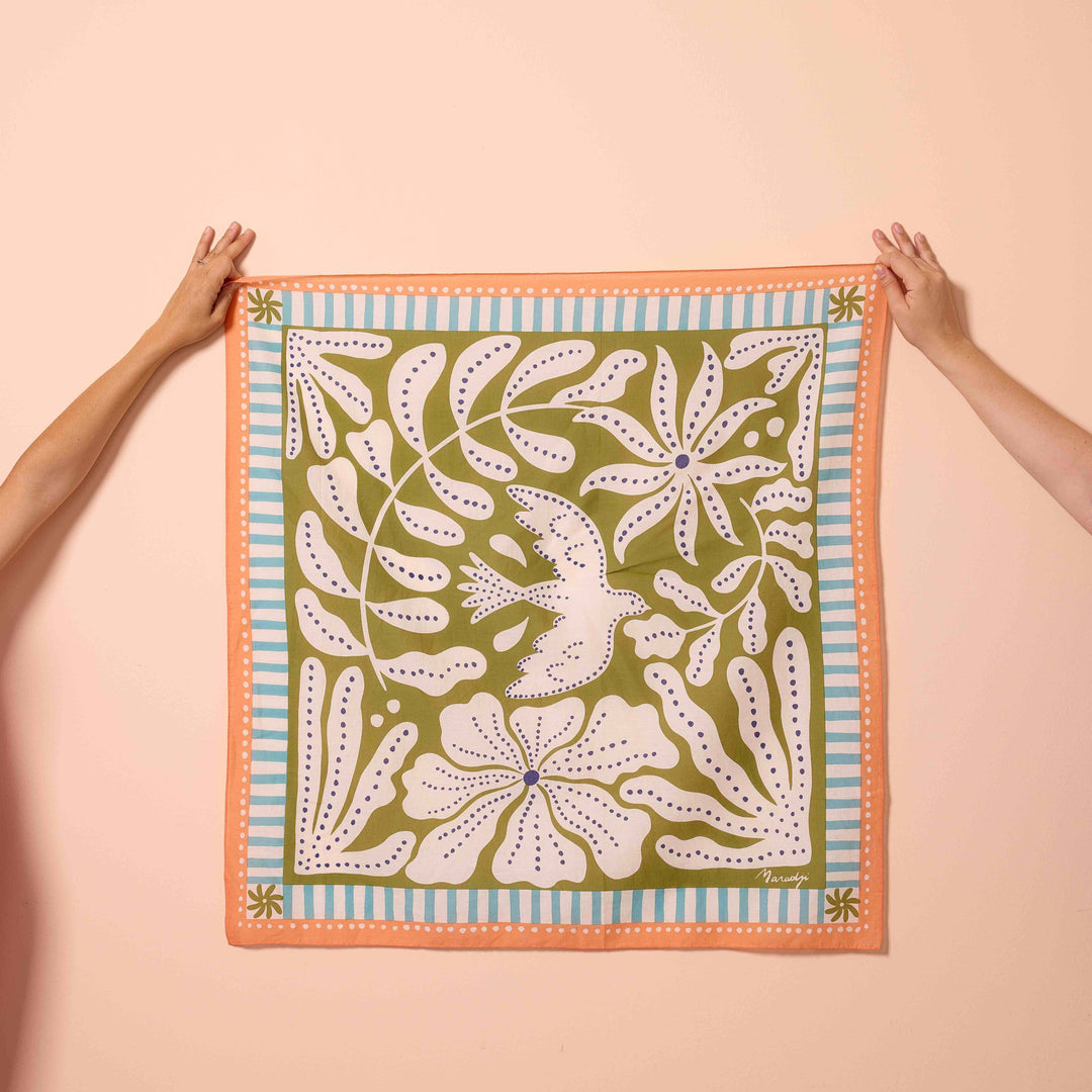 Foulard coton olive Liberté
