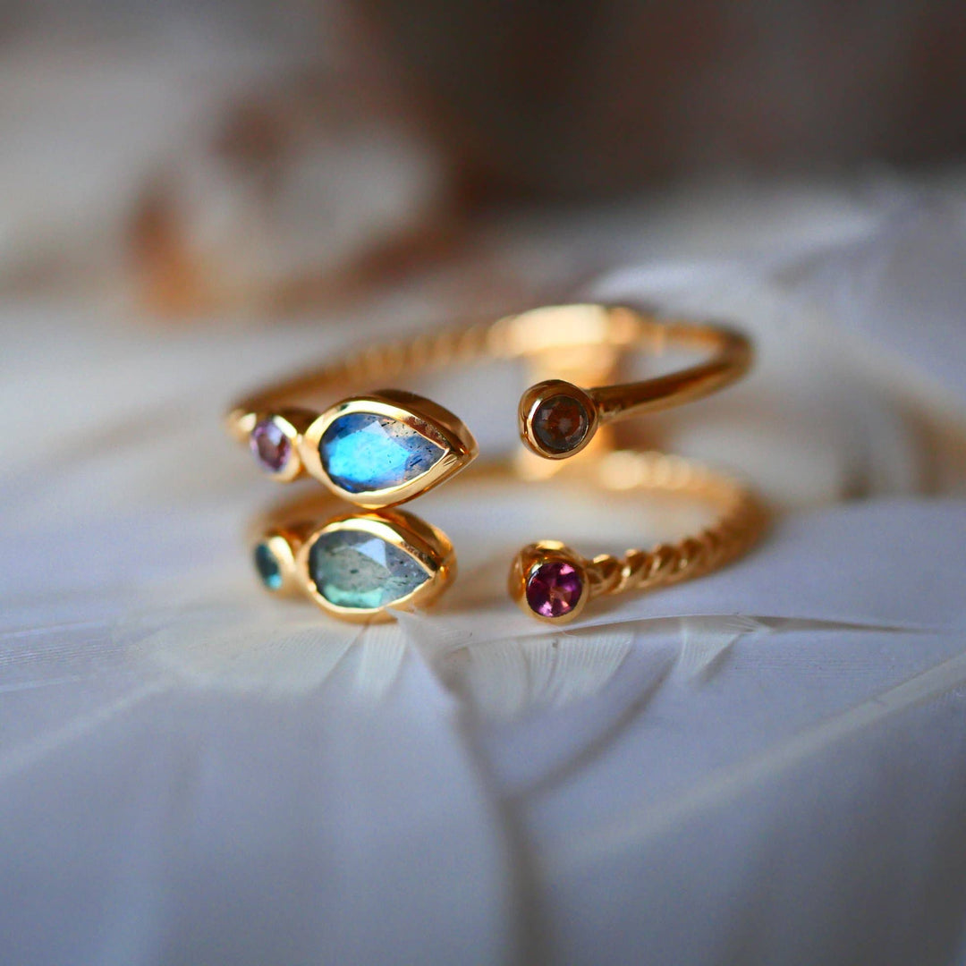 Bague Réglable Diu - Multi tourmalines Labradorite