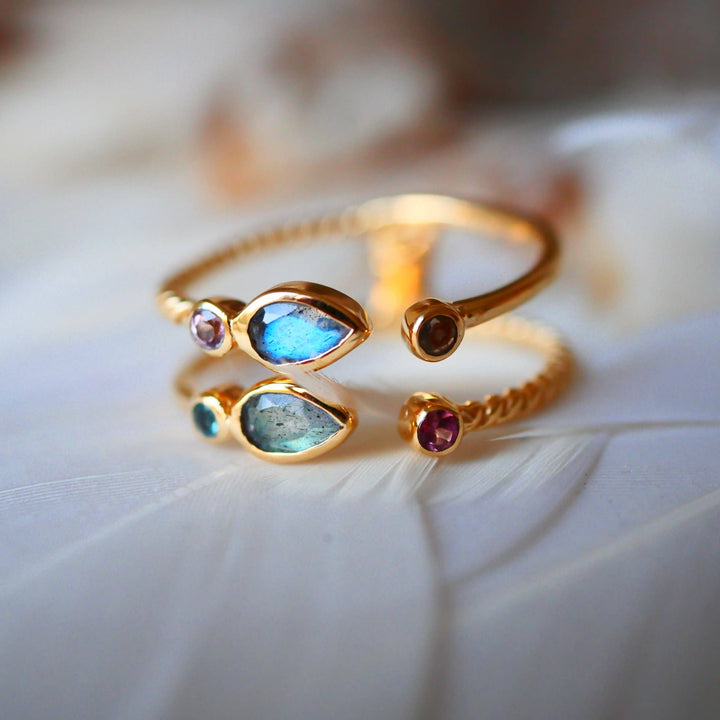 Bague Réglable Diu - Multi tourmalines Labradorite