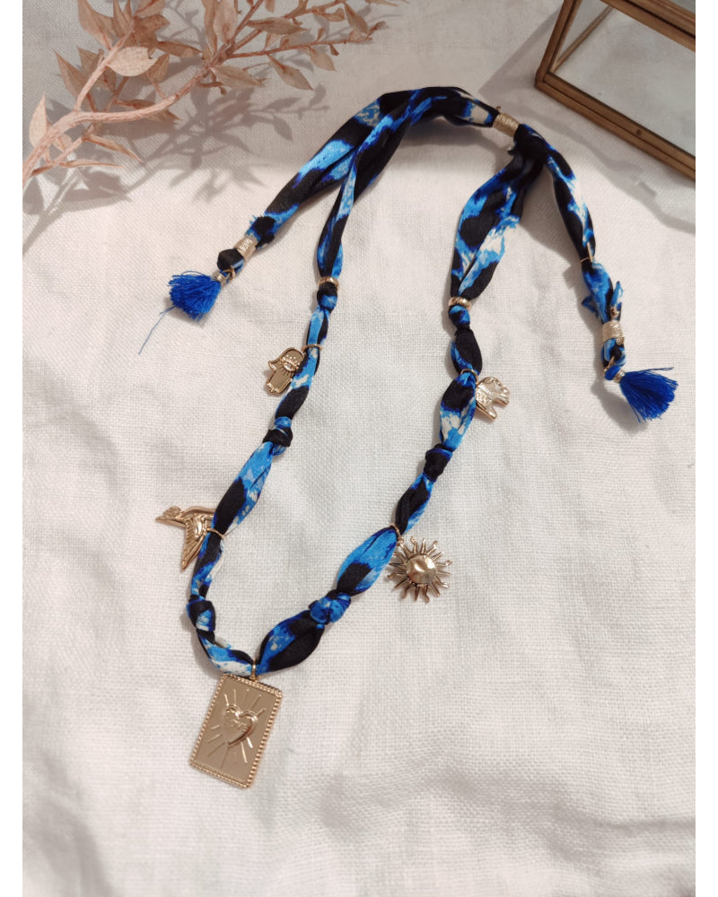 Collier Bandana - Bleu léopard