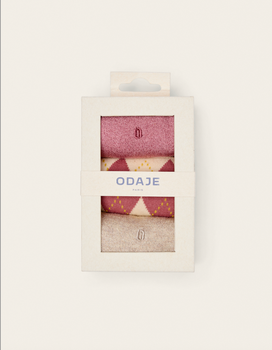 Pack de 3 Chaussettes - losanges et paillettes beige rose: Taille unique