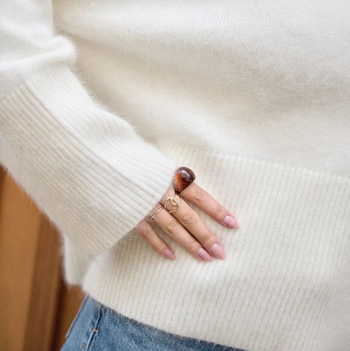 Pull Arthur en angora col montant Ecru