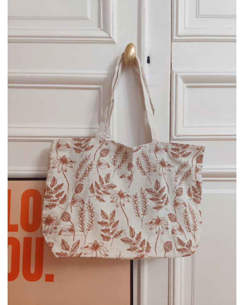 Tote bag fleurs bordeaux