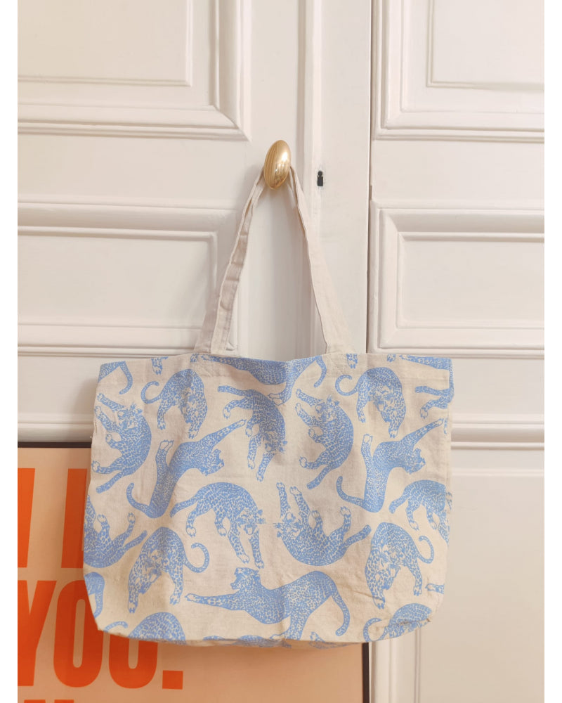 Tote bag Léopard bleu